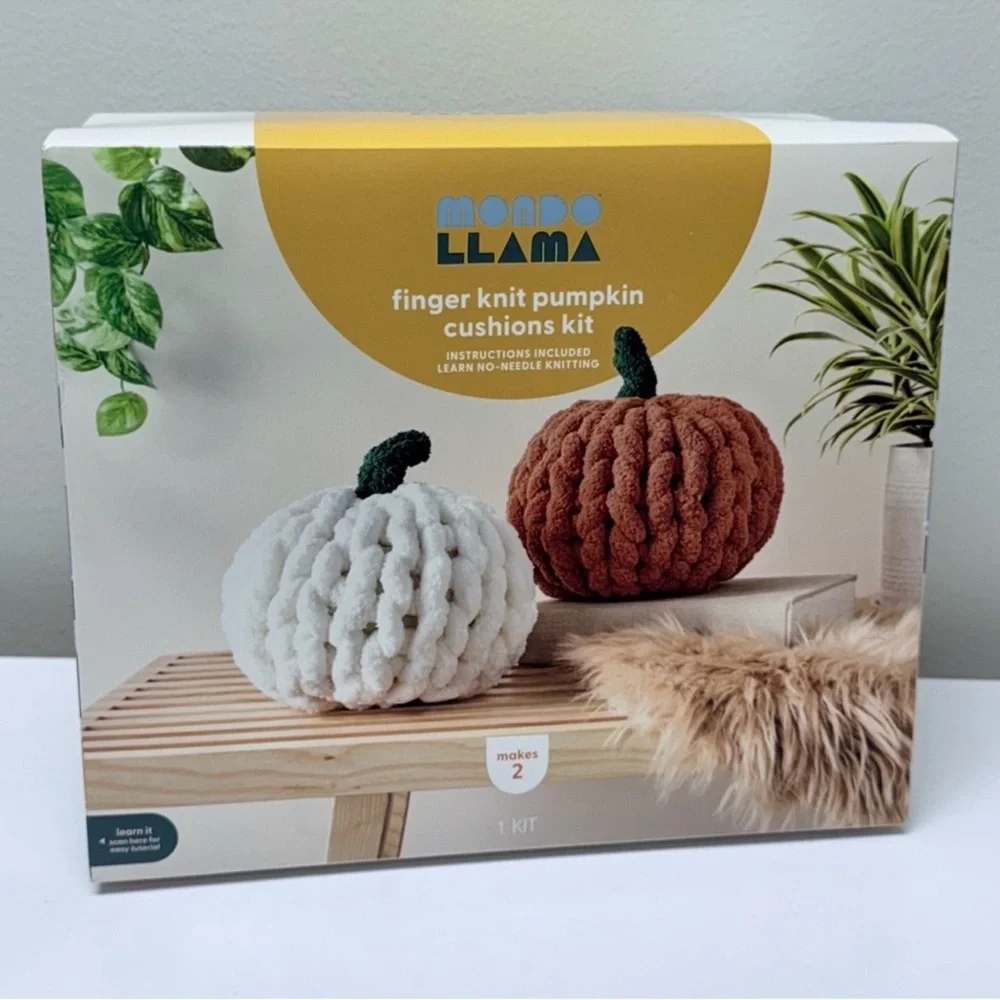 2ct Fall Craft Finger Knit Pumpkins Kit by Mondo Llama